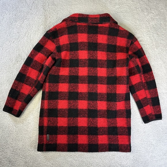 Roots Jacket Womens Large‎ Red Black Buffalo Plaid Wool Acrylic Full Zip Coat - Picture 2 of 8